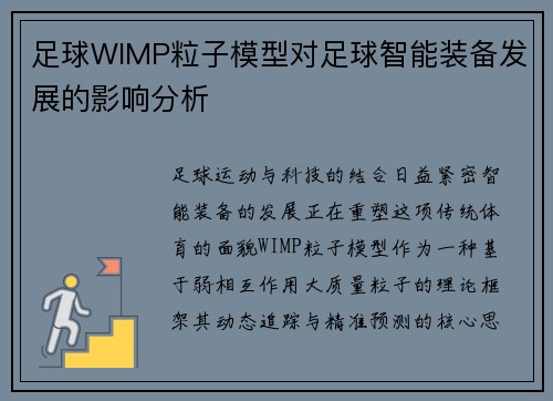 足球WIMP粒子模型对足球智能装备发展的影响分析